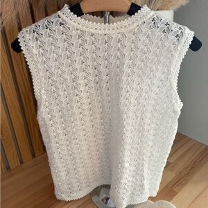 White Crochet Knit Sleeveless Top